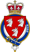 British Garter Coat of Arms for Ryan (Ireland)