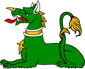 Heraldic Wolf Couchant and Collared