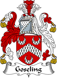 English Coat of Arms for the family Goseling or Goselyn