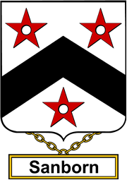 English Coat of Arms Shield Badge for Sanborn or Samborne