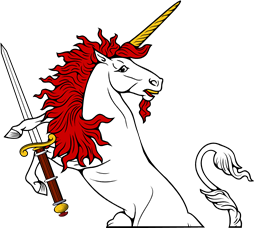 Demi Unicorn Regardant Hold Two Handed Sword