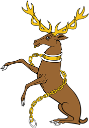Stag Sejant Erect Collared and Chained