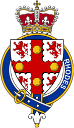 British Garter Coat of Arms for Rhodes (England)