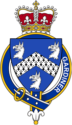 British Garter Coat of Arms for Gardiner (England)