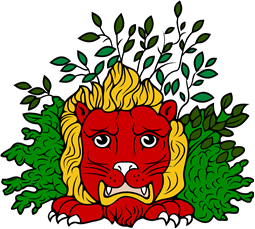Lion Peering out of a Bush