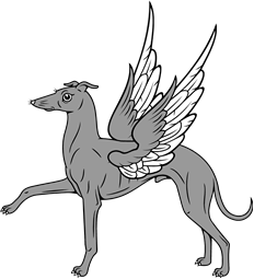 Greyhound Passant Winged