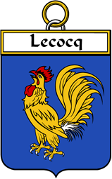 French Coat of Arms Badge for Lecocq (Cocq le)