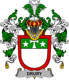 Irish Family Coat of Arms (v.25b) Drury or McDrury