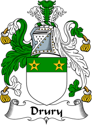 English Coat of Arms for the family Drury