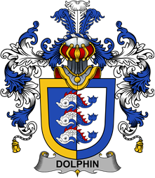 Irish Family Coat of Arms (v.25b) Dolphin or Dolphyn