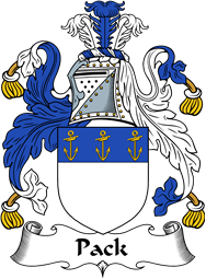 English Coat of Arms for the family Pack or Packe