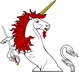 Demi Unicorn Regardant Holding Sword