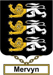 English Coat of Arms Shield Badge for Mervyn