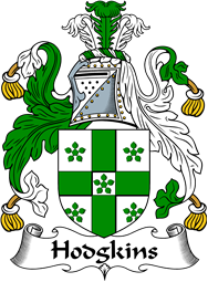 English Coat of Arms for the family Hodgkins or Hodgkinson
