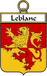 French Coat of Arms Badge for Leblanc (blanc le)