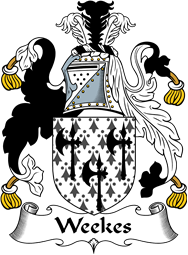 English Coat of Arms for the family Weekes or Wykes
