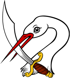 Stork Head Erased Holding Scimitar