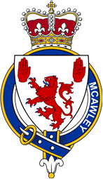 British Garter Coat of Arms for McAwley (Ireland)