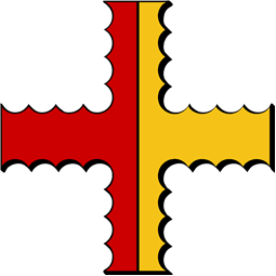 Cross, Engrailed, per pale