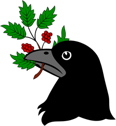 Raven Head Holding Holly Branch
