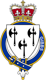 British Garter Coat of Arms for Gibbs (Ireland and England)