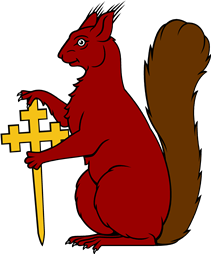 Squirrel Sejant Supporting Cross Crosslet Fitchee