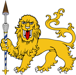 Lion Passant Guard  Grasping Tilting Spear