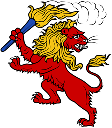 Lion Rampant Reguardant Holding Torch