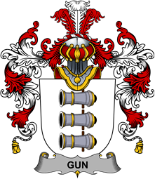 Irish Family Coat of Arms (v.25b) Gun or McElgunn
