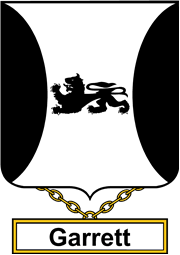 English Coat of Arms Shield Badge for Garrett or Garret