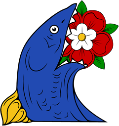 Fish (Demi) Devouring Heraldic Rose
