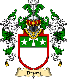 Irish Family Coat of Arms (v.25a) Drury or MacDrury
