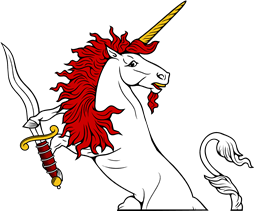 Demi Unicorn Regardant Holding Sword Wavy