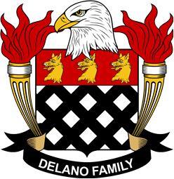 Coat of arms used by the Delano family in the United States of America