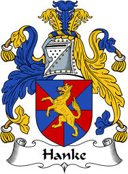 English Coat of Arms for the family Hanke