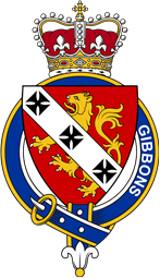 British Garter Coat of Arms for Gibbons (Ireland)