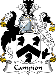 English Coat of Arms for the family Campion