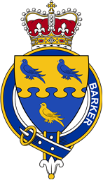 British Garter Coat of Arms for Barker (England)