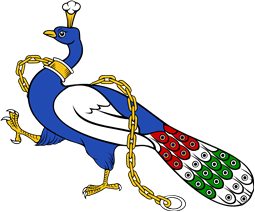 Peacock Rampant Collared and Chained