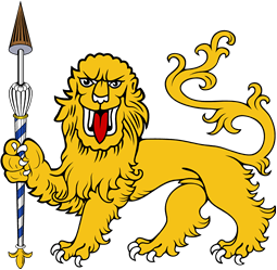 Lion Passant Guard Grasping Tilting Spear