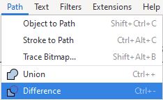 Path Menu > Difference