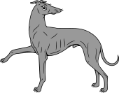 Greyhound Passant Reguardant