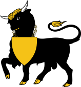 Bull Passant Shield Pendant about the  Neck