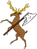 Stag Rampant Holding Battle Axe