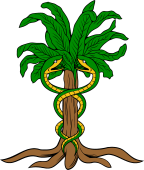 Palm Tree Serpents Entwined