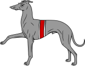 Greyhound Passant Belted or Sangle
