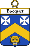 French Coat of Arms Badge for Bacquet