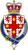 British Garter Coat of Arms for Rhodes (England)