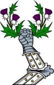 Arm in Armour Gauntleted Holding Thistle Wreath
