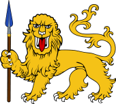 Lion Passant Guard  Grasping Spear